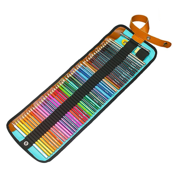 Set med 50 färgpennor, ritsats för färgpennor med bärbar canvasväska blue