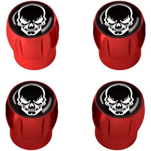 Ventilkåpor, bildäckskåpor, ventilkåpor i aluminium, dekorativa bildäck för skalle, dammkåpor（röda） red