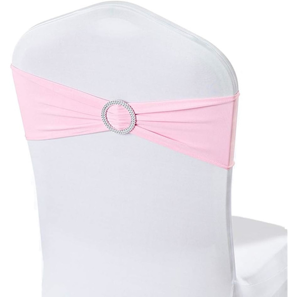 Bågstol Ryggstöd Rem För Bröllop Födelsedagsfest Stolsrygg Dekor - rosa - 10 stycken Pink