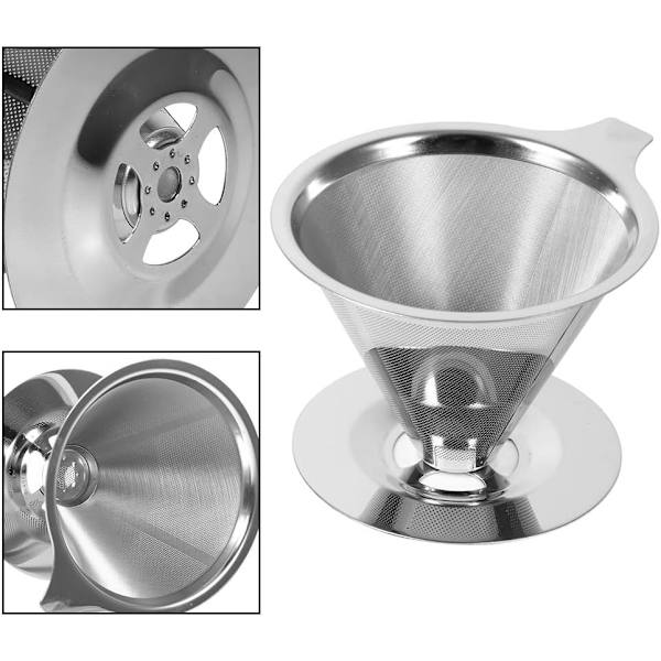 Rostfritt stål kaffefilter återanvändbar servering med bas kaffebryggare（liten） s