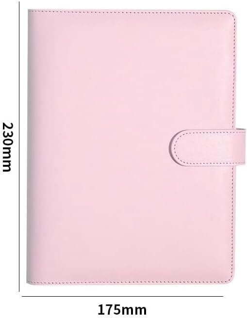 Läder A5 Ringpärm Planner Notebook Planner med magnetlås (inre papper ingår ej) - Rosa Pink