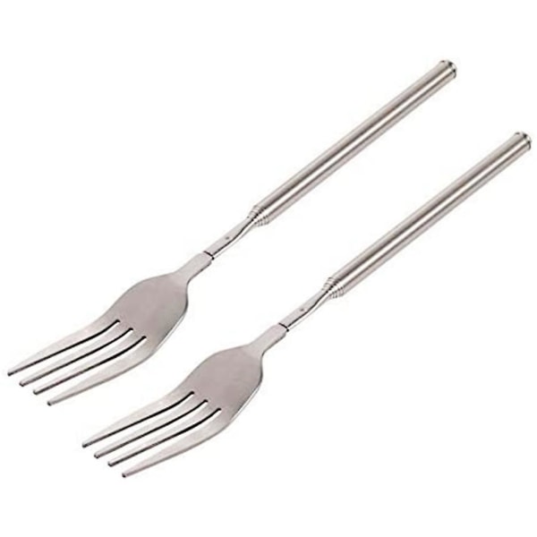 2 st Teleskopisk Gaffel Förlängbar Lång Handtag Gaffel Grill Middag Frukt