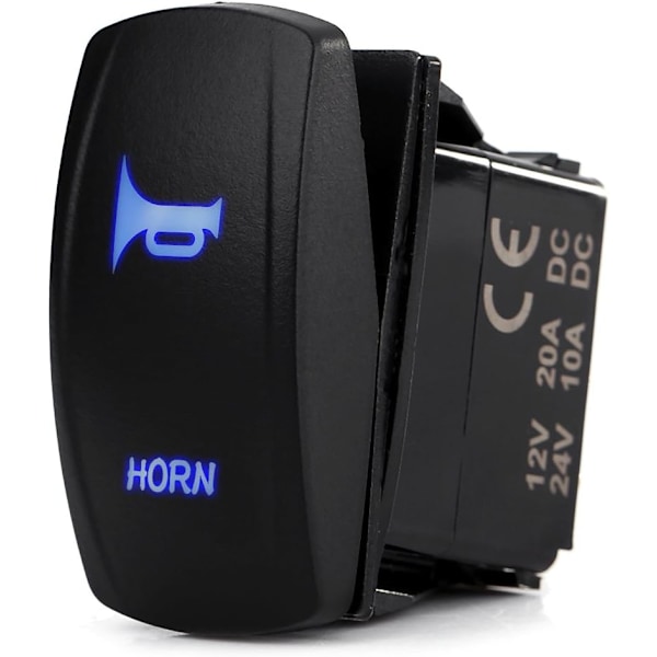 Bilhornsväxel, 12V-24V 3-polig LED På/Av Vippströmbrytare Hornkontroll (blå)