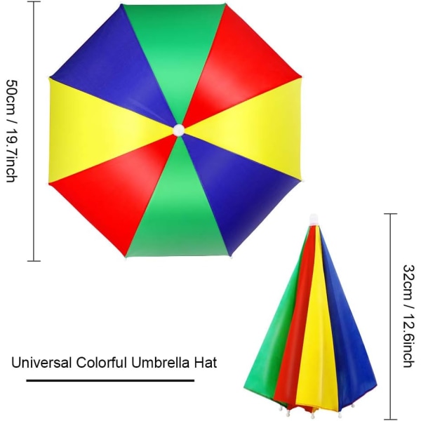 Set med 5 paraplyhattar med elastiska band, hopfällbara parasollhattar, färgglada fiskeparaplyhattar Vuxna Barn Golf Camping