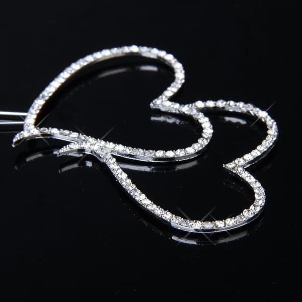 1 stk glitrende krystall-rhinestone dobbel kjærlighetshjerteformet bryllupskakedekorasjon