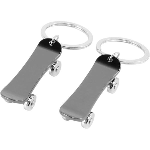 Set med 2 finger skateboard nyckelring flasköppnare skateboard form charm nyckelring (silver) Silver