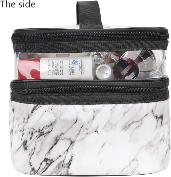 Makeup tasker Dobbeltlags rejse kosmetiketuier Make up Organizer Toilettasker (hvid) White