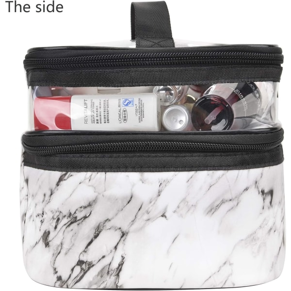 Makeupväskor Dubbla Lager Resekosmetiska Väskor Makeup Organizer Toalettväskor (vit) White