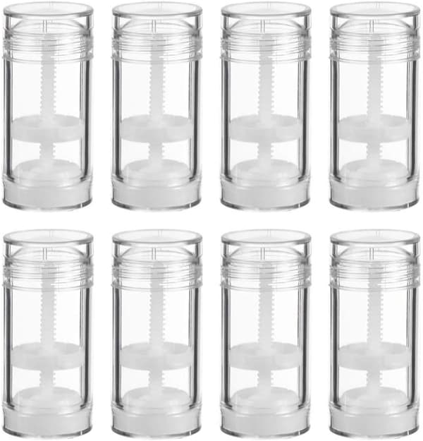 8 x Transparenta tomma plastdeodoranter påfyllningsbara tuber för DIY läppstift chapsticks 30ml