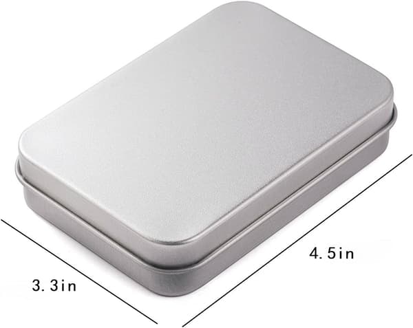 2-pack rektangulära tomma burkar med gångjärn, 4,5 x 3,3 x 0,86 tum