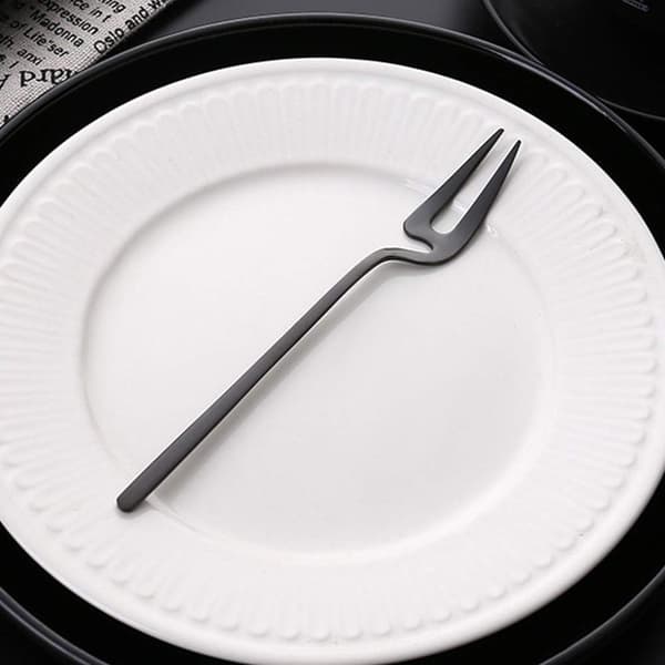 8 stk. dessertgafler og -skeer i rustfrit stål til dessert, te, kaffe, forret (sort) black