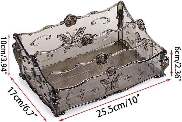 3-rums skrivebords makeup-organizer kosmetikopbevaringsstativ sommerfugleholder (sort) black