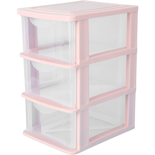 Skrivbordsförvaring Kosmetika Organizer 3 Lådor Mini Hemförvaring (Rosa) - 13,5 * 17,3 * 22,9 cm Pink