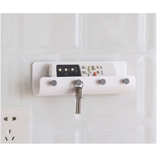 Väggmonterad post- och nyckelhållare, brevfil, nyckelställ med 4 krokar (vit) White