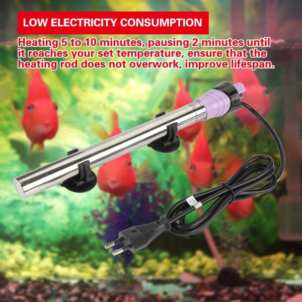 Akvarievärmare, automatisk termostatisk värmebar i rostfritt stål (300W)