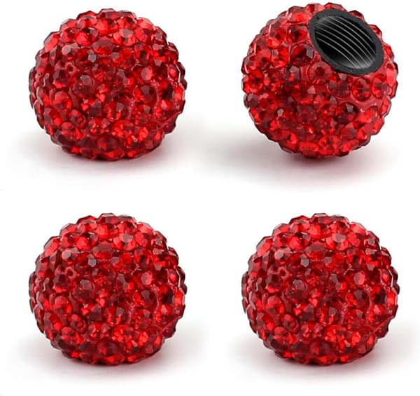 Krystall Diamant Bildedekkdekorasjon Støv Dørhette Biltilbehør (rød) 4 Stykker red