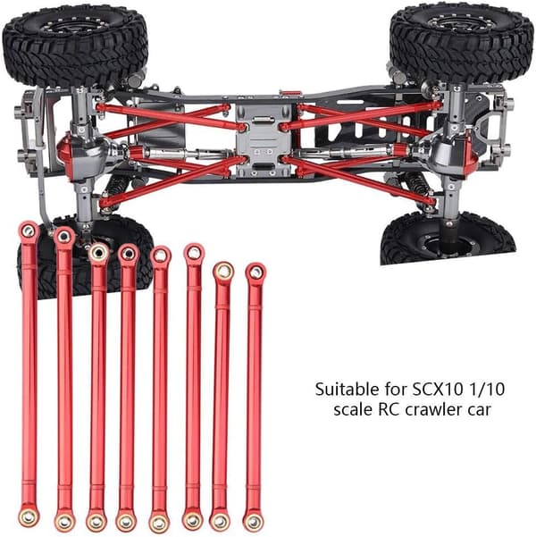 Chassisled i aluminiumslegering (rød) til RC-biler med akselafstand, 8 stk.