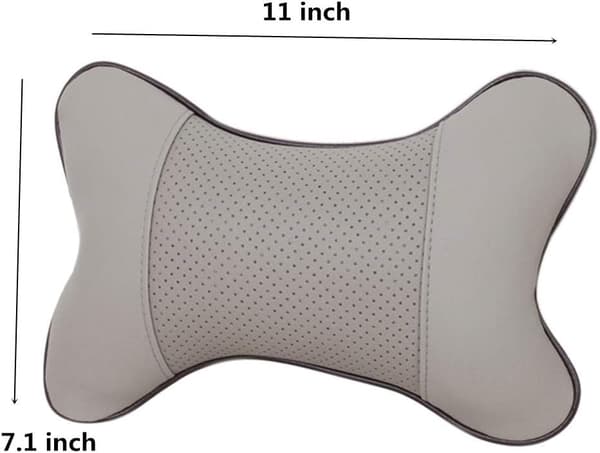 2-pack PU-läder nackstöd för bilstolar, andningsbart nackstöd, stötdämpande grey
