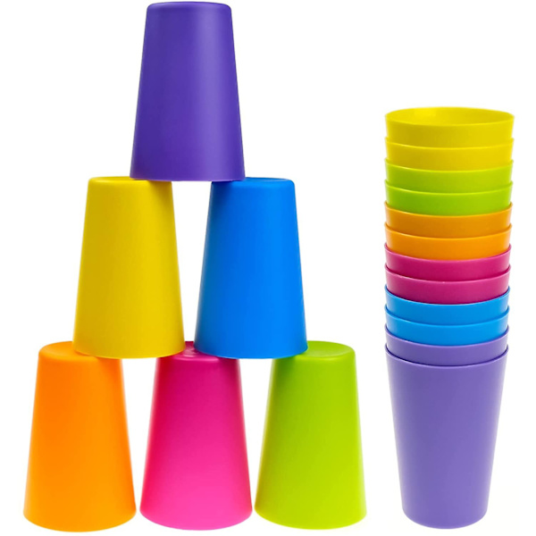 12-pack dricksglas, 260 ml plastmuggar, färgglada plastmuggar, återanvändbara dricksglas (6 färger)