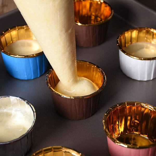 100-delad muffinsform i papper (blå guld, rosa guld)