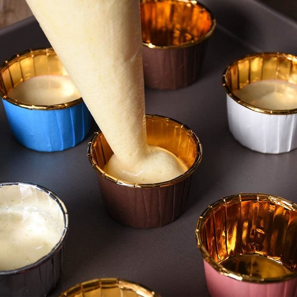 100-delade Cupcake Baking Box Cake Baking Cups Mini Cups (blåguld, rosa guld)
