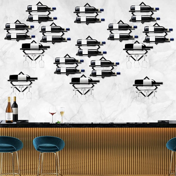 Bar hopfällbar väggmonterad metall vinflaskhållare (A-stil & B-stil) 2 st