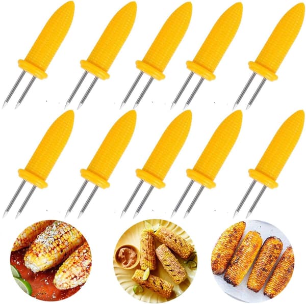 10 STK Maisgafler, Maisgaffel i rustfritt stål for BBQ Søtmaisholdere