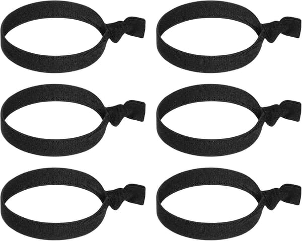 6 stk. elastisk hår til mænd, 11x1,5 cm bred elastik til elastisk hestehale med tykt krøllet hår til mænd (sort)