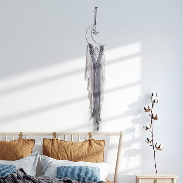 Väggdekoration i boho-stil, grå måne vävd väggdekoration matta, 20*100cm
