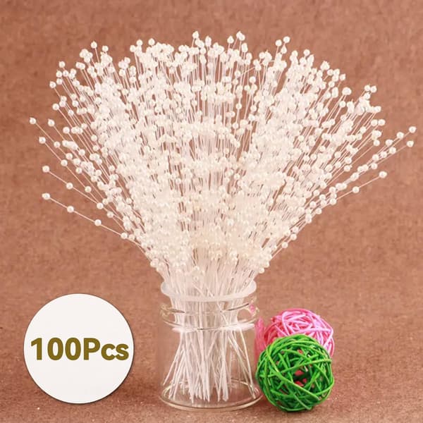 100 stk. perlestave brudebryllupskorsage brudepiger perlestave bryllupsperleblomsterspray (hvid) white