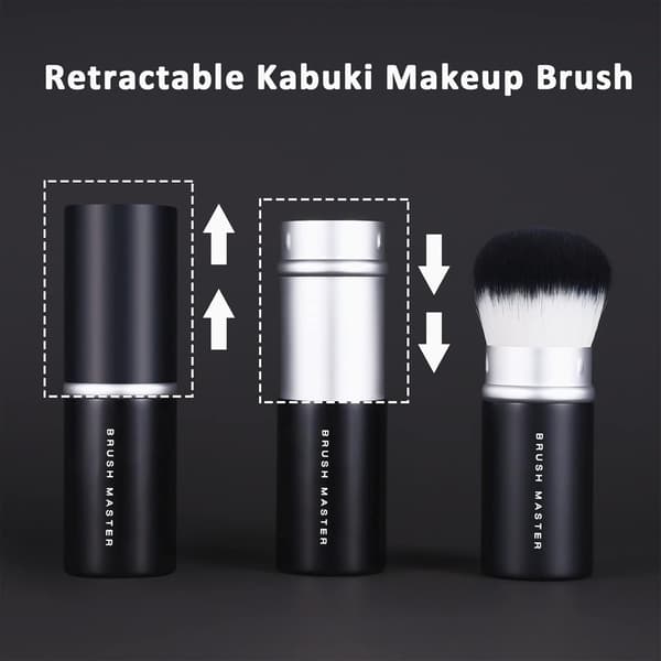 Udtrækkelig Kabuki Makeupbørste til Blush, Bronzer, Foundation, Puder, Rejse Ansigts Kosmetikbørste