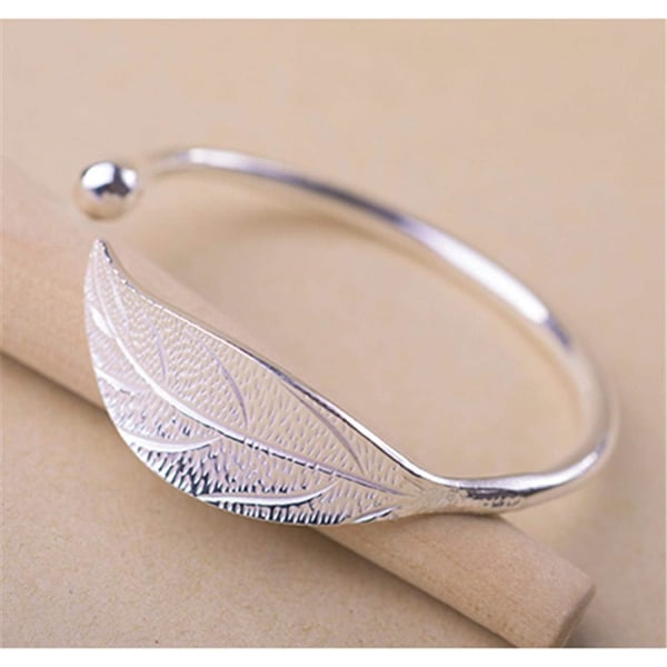 Armband 925 Sterling Silver Leaf Charm Armband & Armband för kvinnor Justerbar