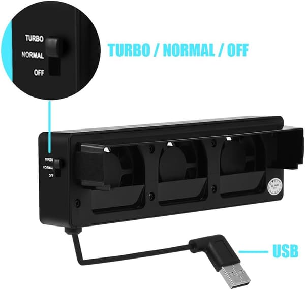 USB-fläktstativ med 3 fläktar, kylhållare för spelkonsol