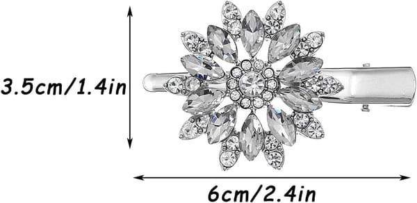 2 st strass bröllopshårklämma, blomma diamant hårklämmor, strass barrette (silver)