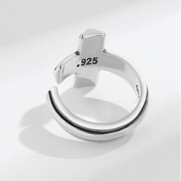 Kors Gotisk Sølvring Tro Åbne Ringe Justerbar Religiøs Ring Religiøs Ring