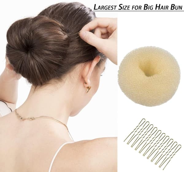 Hår Donut, 4 stk. Nem Bun Maker til hår, Doughnut Bun Buns Shaper (Sort)