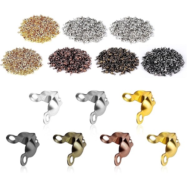 1400 stycken vikbara glänsande rostfria metallpärlor för cache-nodarmband Tillverkning av smycken (7 färger 8 x 4 mm)