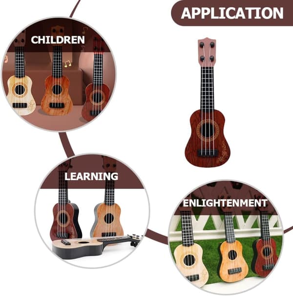 Børns Mini Firestrengs Guitarinstrument (Brun) 1 Stykke Brown