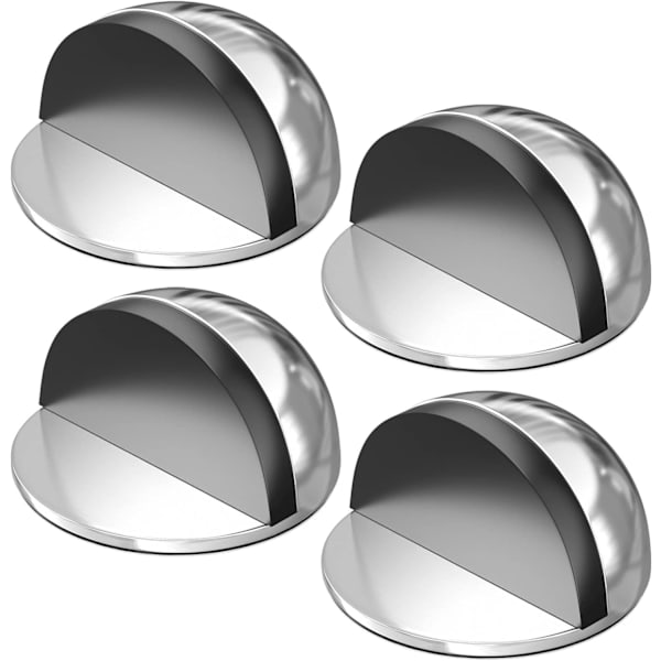 4-delad dörrstopp och baffel i rostfritt stål med gummibumper (silver)
