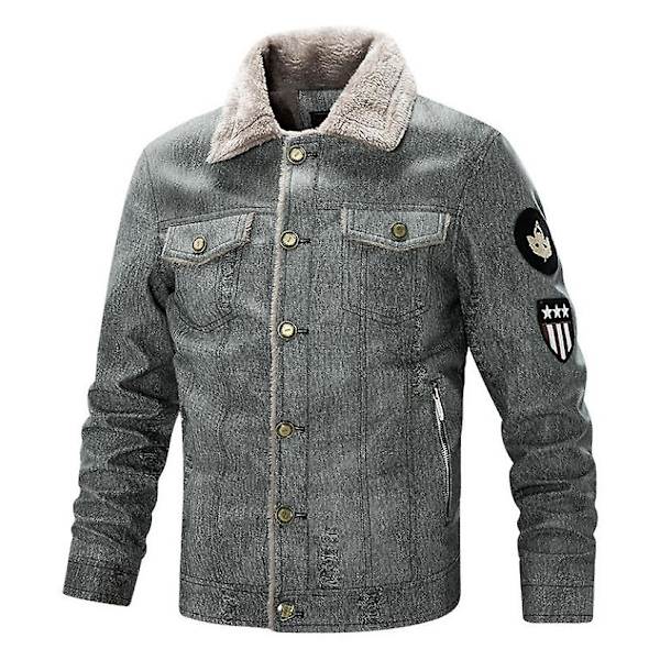 Casual Jacka för män Plus Velvet Thickening Jacka Grå XL grey XL