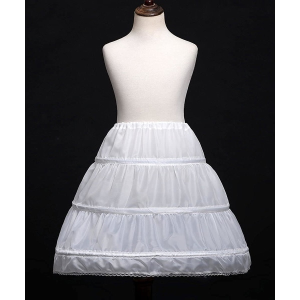 Underkjol för flickor 3-bågar örhängen Underkjol Full Slip Flower Girl Crinoline kjol för 2-12 år