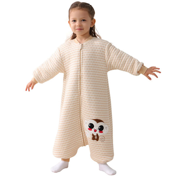 Babyso sacco nanna con gambe - Sacco nanna invernale a maniche lunghe foderato caldo con piedi（L）