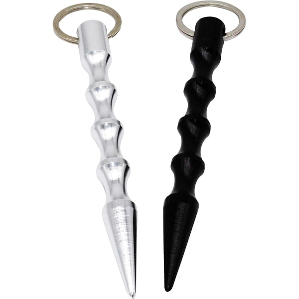 Anti-wolf key stick spetsad taktisk självförsvarspenna (silver + svart) Silver + Black