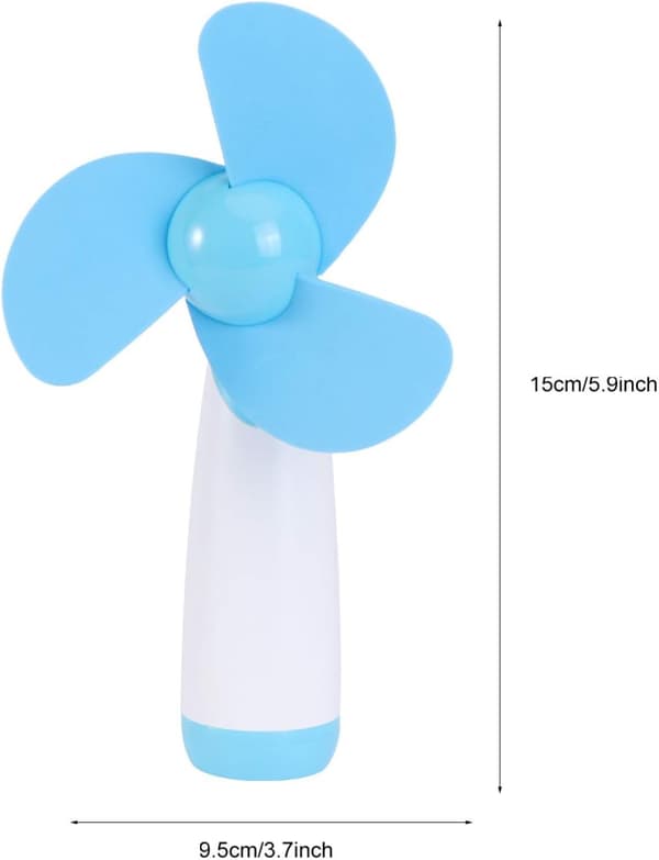 Mini håndholdt ventilator, bærbar køleventilator, elektrisk ventilator med bløde skumblade til udendørs brug (blå)
