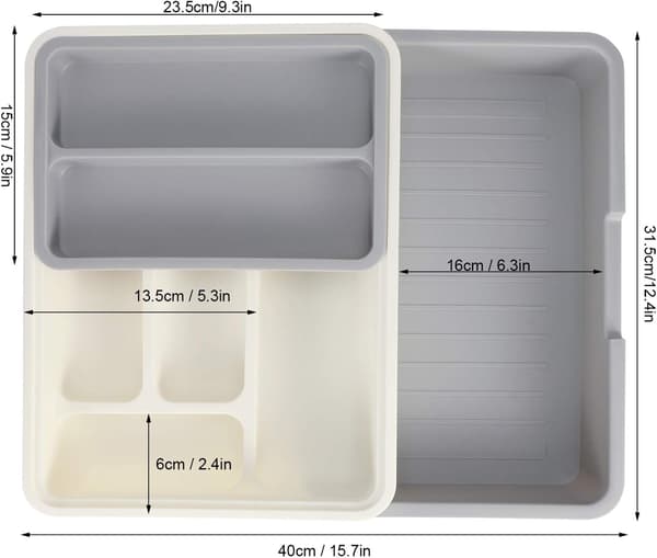 Silverware Organizer, Expanderbar och justerbar bestickförvaringsbricka