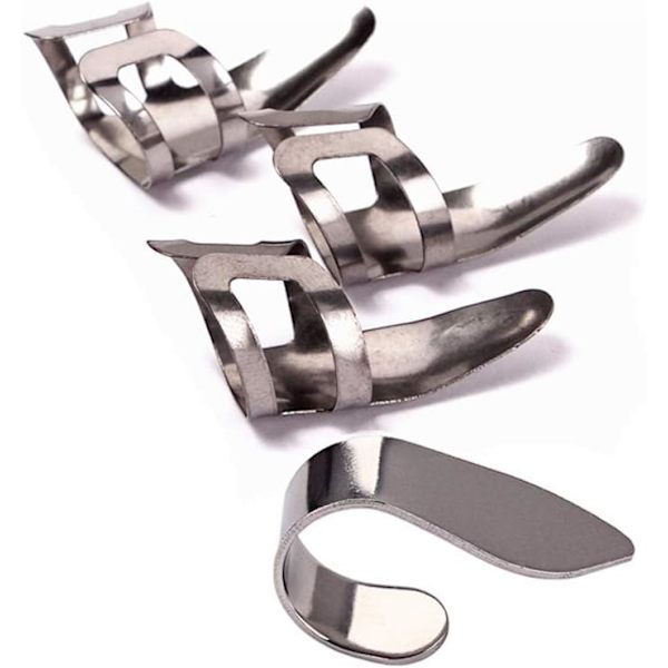 4-pack fingerplockar i rostfritt stål för tummen, fingerplockar för gitarr, banjo och ukulele (silver)
