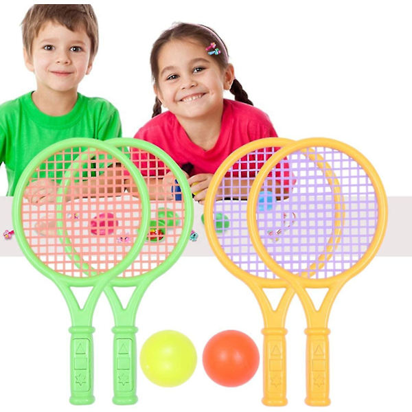 2 set sport tennis set bärbar strand hav boll kit spel för barn vuxna gul grön