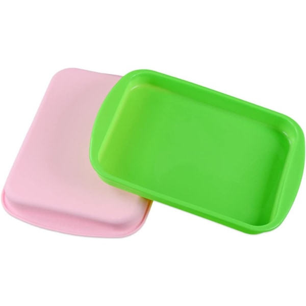 2 ST Den flexibla och non-stick form i kisel på kakan - ingen BPA-rektangel (slumpmässig färg)