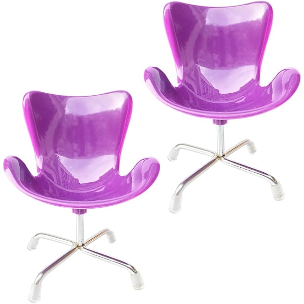 1:6 Dockhus Miniatyr Plaststol DIY Simulering Arm Svängbar Stol (Lila) 2 st Purple