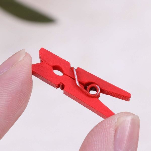 2,5 cm Hem Mini Dekorativa Foto Små Träklämma DIY Tillbehör (Rosa) 100 st pink